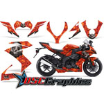 Kawasaki ZX10 Sport Bike Orange Bone Collector Vinyl Kit Fits 2008-2009 - DSC-656465477TQ