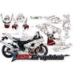 Suzuki GSXR 600 Sport Bike White Bone Collector Graphic Sitcker Kit Fits 2004-2005