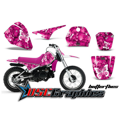 Motocross Pink Butterflies Graphic Sticker Kit Fits Yamaha Banshee PW80