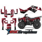 ATV Red and Black Reaper Vinyl Graphic Kit Fits Kawasaki Bayou 250