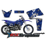 2006-2009 Yamaha Banshee TTR50 Motocross Blue Camo Plate Vinyl Graphic Kit - DSC-456465952I