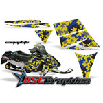 Ski Doo Rev Snow Mobile Yellow Camo Plate Vinyl Wraps