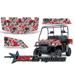 Polaris Ranger 500 XP 2005-2008 UTV Red Camo Plate Vinyl Wrap Kit