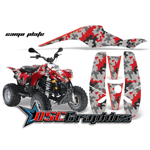 Polaris Scrambler 500 2002-2007 Quad Red Camo Plate Vinyl Graphics