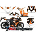 Honda CBR600RR Sport Bike Orange Carbon X Graphic Kit Fits 2007-2008