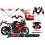 Honda CBR600RR 2007-2008 Sport Bike Red Carbon X Graphic Kit