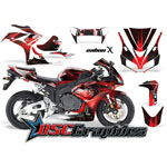 Honda CBR100RR 2006-2007 Sport Bike Red Carbon X Graphic Kit