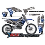 Yamaha Banshee YZF 2010-2011 Motocross Blue Checkered Skull 4 Stroke Vinyl Graphic Kit Fits