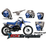 Yamaha Banshee Motocross Blue Checkered Skull Vinyl Kit Fits PW50