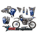 Yamaha Banshee WR Motocross Blue Checkered Skull Graphic Sticker Kit Fits 2005-2006