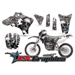 Yamaha Banshee WR 2005-2006 Motocross Gray Checkered Skull Graphic Sticker Kit
