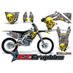 Suzuki RM 1996-1998 Motocross Yellow Checkered Skull Graphic Kit Fits
