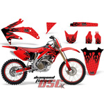 2002-2004 Honda CRF 450R Diamond Flames Red Moto Vinyl Graphic Wrap Kit