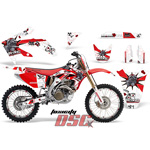 Red and White Toxcity Moto 2002-2004 Honda CRF 450R Vinyl Graffix Wrap Kit