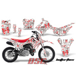 Red and White Butterflies Bike Vinyl Sticker Graphic Wrap Kit 2013 Honda CRF110 - DSC-4564665477-BFRW