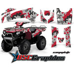 Kawasaki Brute Force 650I 4x4 ATV Red Camo Plate Graphic Sticker Kit Fits 2006-2011