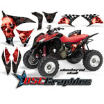Honda TRX 700XX ATV Red and Black Checker Skull Graphic Kit Fits