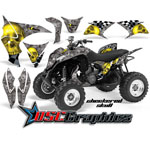 Honda TRX 700XX ATV Yellow and Silver Checkered Skull Graphic Kit Fits