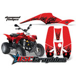 Polaris Quad Red Diamond Flames Vinyl Graphics Fit Scrambler 200 2008-2011 - DSC-556465422H