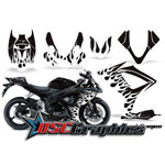 Suzuki GSXR 600 Sport Bike Black Diamond Flames Stivker Vinyl Kit Fits 2006-2007