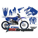 Yamaha Banshee YZ Motocross Blue Diamond Flames 2 Stroke Sticker Kit Fits 2002-2011