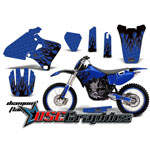 Yamaha Banshee YZ426 Motocross Blue Diamond Flames 4 Stroke Sticker Graphic Kit Fits 2000-2002