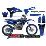 Yamaha Banshee YZF Motocross Blue Diamond Flames 4 Stroke Vinyl Graphic Kit Fits 2010-2011