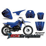 Motocross Blue Diamond Flames Vinyl Kit Fits Yamaha Banshee PW50