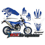 2007-2008 Yamaha Banshee WRR Motocross Blue Diamond Flames Sticker kit