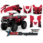 Kawasaki Brute Force 650I 4x4 2006-2011 ATV Red Diamond Flames Graphic Sticker Kit