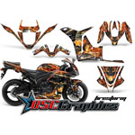 2007-2008 Honda CRB600RR Sport Bike Black Firestorm Graphic Sticker Kit