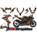 Kawasaki ZX10 2008-2009 Sport Bike Black Firestorm Vinyl Kit