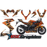 2008-2009 Kawasaki ZX10 Sport Bike Orange Firestorm Vinyl Kit