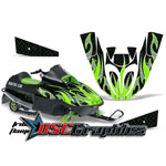 Arctic Cat Snow Mobile Green Tribal Flames Vinyl Graphics 120 SnoPro