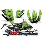 Arctic Cat Snow Pro 500 Snow Mobile Green Diamond Flames Vinyl Stickers