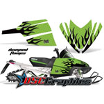 Snow Mobile Green Diamond Flames Vinyl Stickers Fit Arctic Cat Crossfire