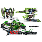 Snow Mobile Green Mad HatterVinyl Stickers Fit Arctic Cat Firecat F5