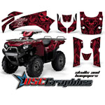 2004-2011 Kawasaki Brute Force 750 ATV Red Skulls And Hammers Sticker Kit