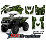 2004-2011 Kawasaki Brute Force 750 ATV Green Skulls And Hammers Sticker Kit