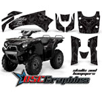 Kawasaki Brute Force 750 ATV Silver Skulls And Hammers Sticker Kit Fits 2004-2011