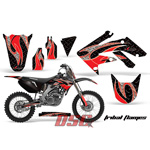 Red and Black Dirt Bike Tribal Flames Vinyl Sticker Graphic Wrap Kit 2004-2009 Honda CRF 250R