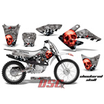 Vinyl Graffix Wrap Kit Red Checkered Skull Moto 2004-2010 Honda CRF 100