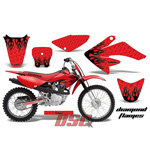 Diamond Flames Red Moto Vinyl Decal Graphic Wrap Kit 2004-2010 Honda CRF 100