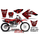 Vinyl Graphic Wrap Red Skulls and Hammers Dirt Bike Kit 2004-2010 Honda CRF 100