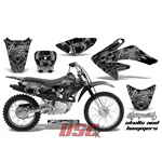 Skulls and Hammers Silver Moto Vinyl Decal Graphic Wrap Kit 2004-2010 Honda CRF 100