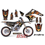 Black Fire Storm Moto Vinyl Decal Graphic Wrap Kit 2006-2008 Kawasaki KXF250