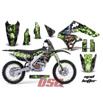 Mad Hatter Black and Green Dirt Bike Vinyl Sticker Graphic Wrap Kit 2013-2014 Kawasaki KXF250