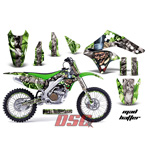 Green and Silver Mad Hatter Moto 2006-2008 Kawasaki KXF250 Vinyl Graffix Wrap Kit