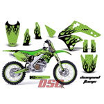 Green Diamond Flame Moto 2006-2008 Kawasaki KXF250 Vinyl Graffix Wrap Kit