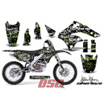 Green and Black Silver Haze Moto Vinyl Decal Graphic Wrap Kit 2006-2008 Kawasaki KXF250